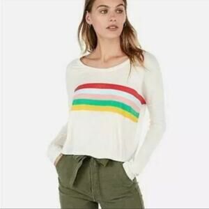 NWT Express One Eleven long sleeve rainbow stripe tee